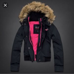 Hollister winter coat with fur hoodie size XS